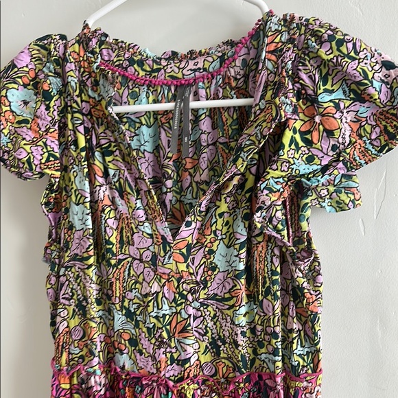 Anthropologie ruffle sleeve dress in pink combo size XXS - Picture 7 of 8